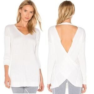 NWT Vimmia Shavasana White Long Sleeve Plunge Reversible Sweater Women's Small